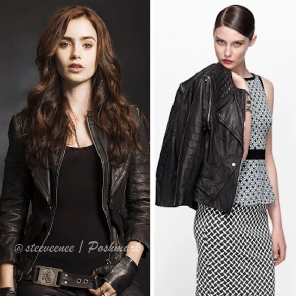 Karen Millen Quilted Panel Leather Jacket ASO Clary Fray - Picture 1 of 16